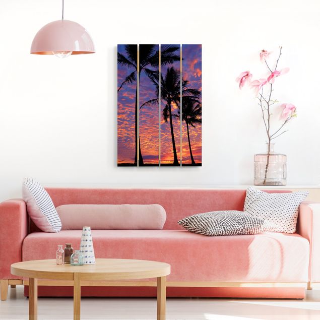 Houten schilderijen op plank Palms