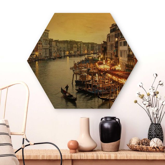 Hexagons houten schilderijen Grand Canal Of Venice