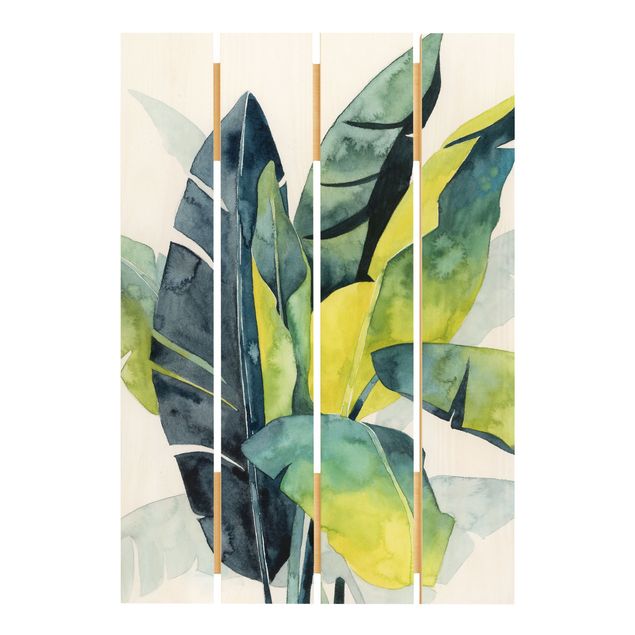 Houten schilderijen op plank Tropical Foliage - Banana