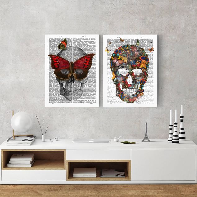 Canvas schilderijen - 2-delig  Scary Reading - Butterfly Mask Set I