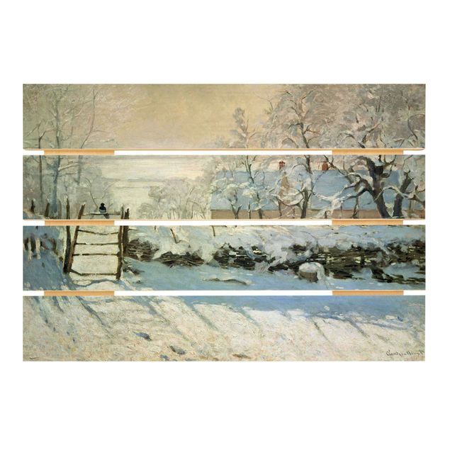 Houten schilderijen op plank Claude Monet - The Magpie