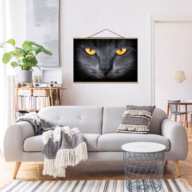 Stoffen schilderij met posterlijst Cat's Gaze