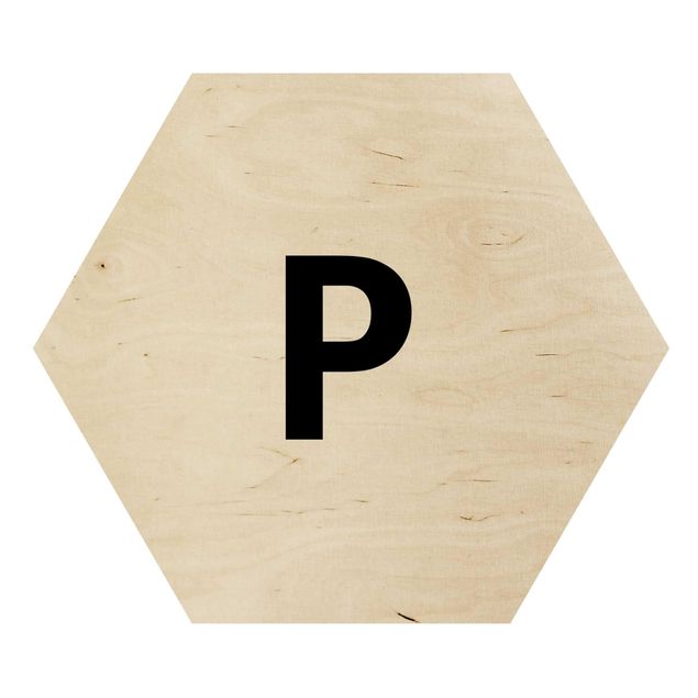 Hexagons houten schilderijen Letter White P