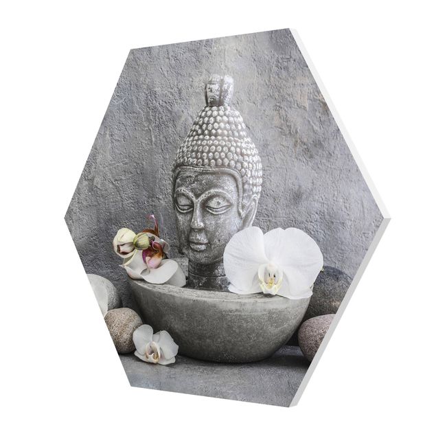Hexagons Forex schilderijen Zen Buddha, Orchids And Stones