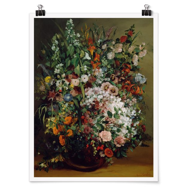 Posters Gustave Courbet - Bouquet of Flowers in a Vase