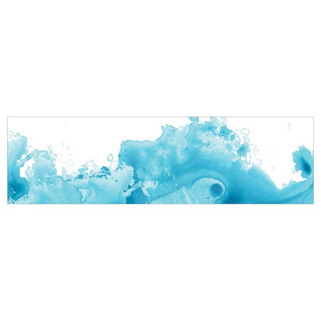 Keukenachterwanden Wave Watercolour Turquoise l