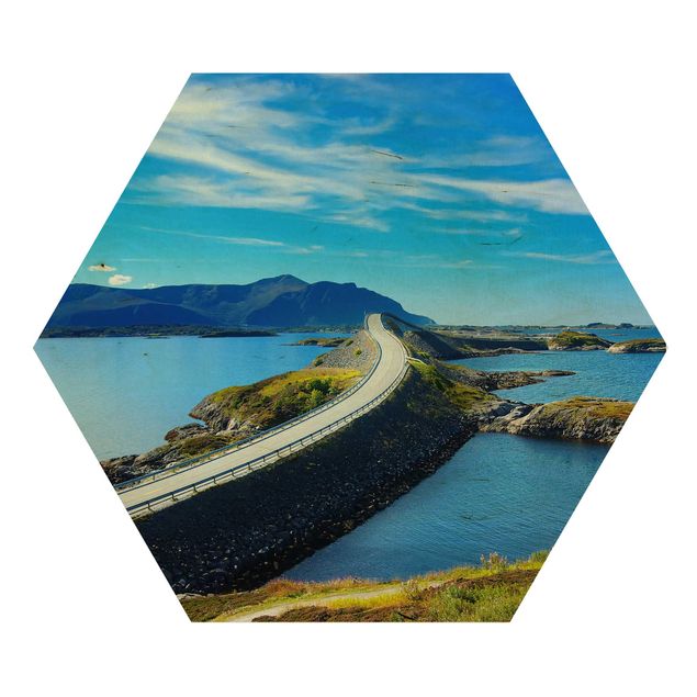 Hexagons houten schilderijen Crossing Norway
