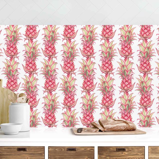 Achterwand voor keuken bloemen Tropical Pineapple Stripes II