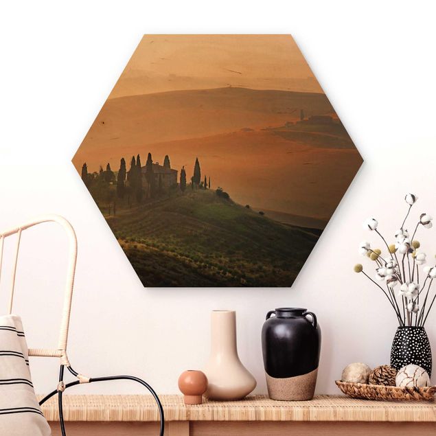 Hexagons houten schilderijen Dreams Of Tuscany
