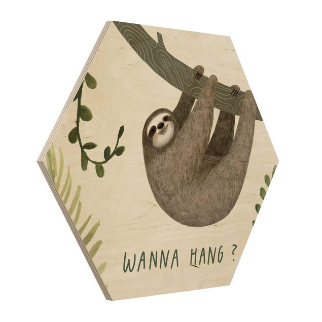 Hexagons houten schilderijen Sloth Sayings - Hang