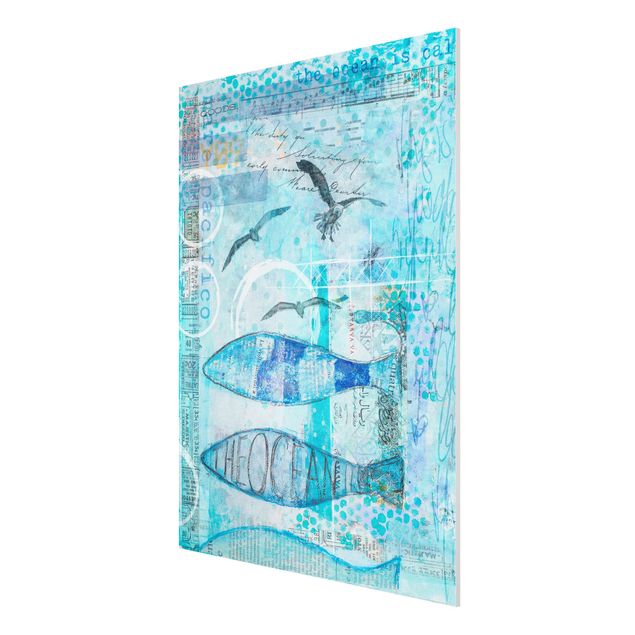 Forex schilderijen Colourful Collage - Blue Fish