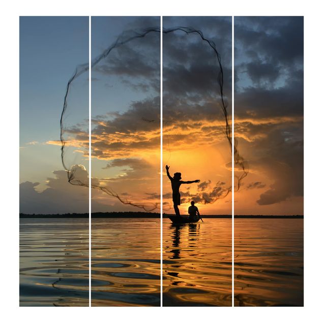 Schuifgordijnen Fishing Net At Sunset
