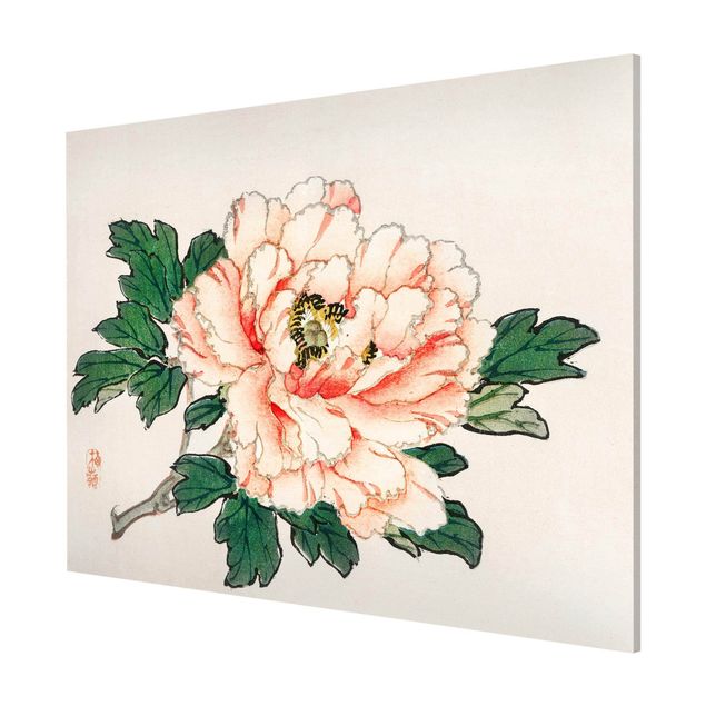 Magneetborden Asian Vintage Drawing Pink Chrysanthemum
