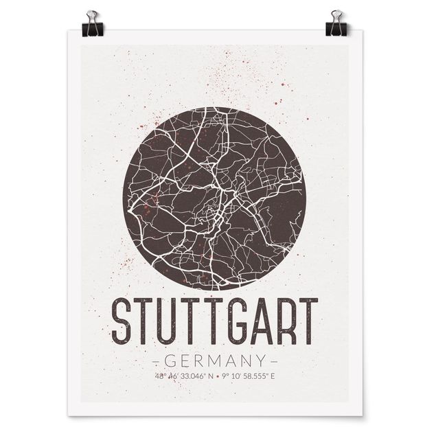 Posters Stuttgart City Map - Retro