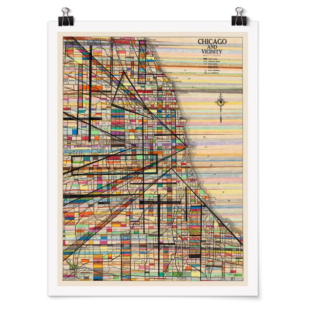 Posters Modern Map Of Chicago