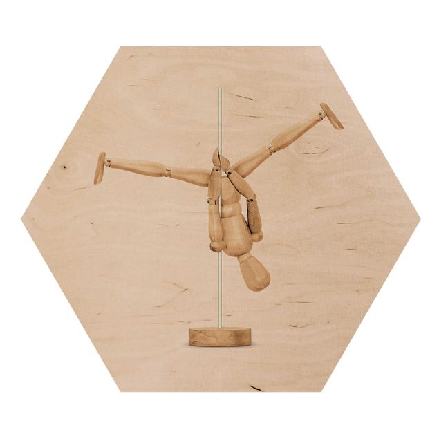 Hexagons houten schilderijen Pole Dance With Wooden Figure