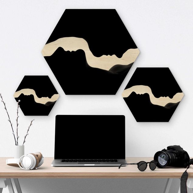 Hexagons houten schilderijen Silhouettes