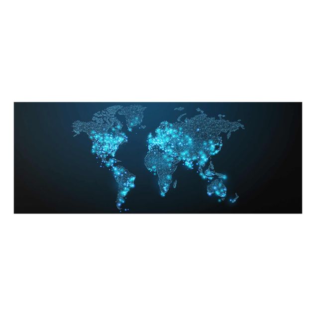 Glasschilderijen Connected World World Map