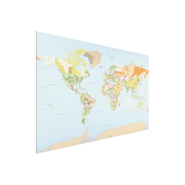 Glasschilderijen Political World Map