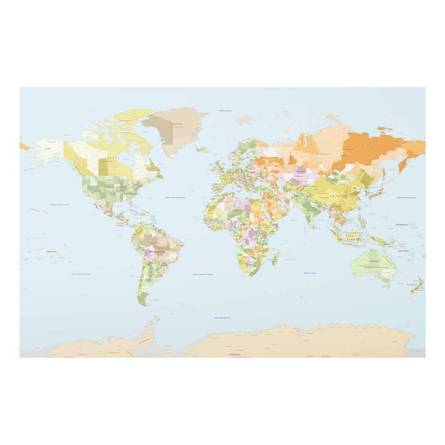 Glasschilderijen Political World Map