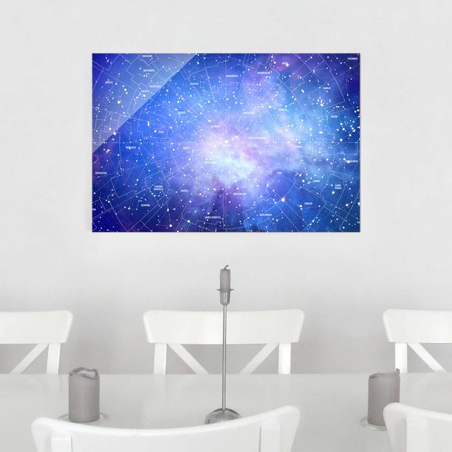 Glasschilderijen Stelar Constellation Star Chart