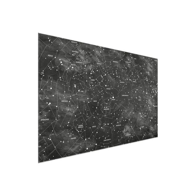 Glasschilderijen Map Of Constellations Blackboard Look