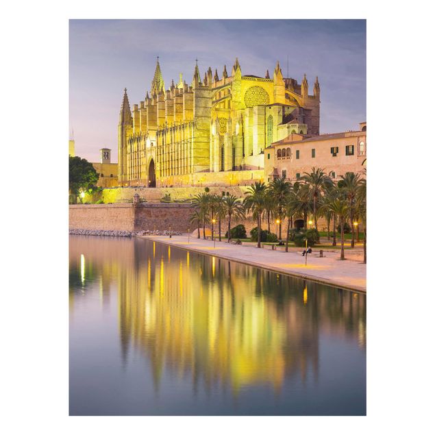 Glasschilderijen Catedral De Mallorca Water Reflection