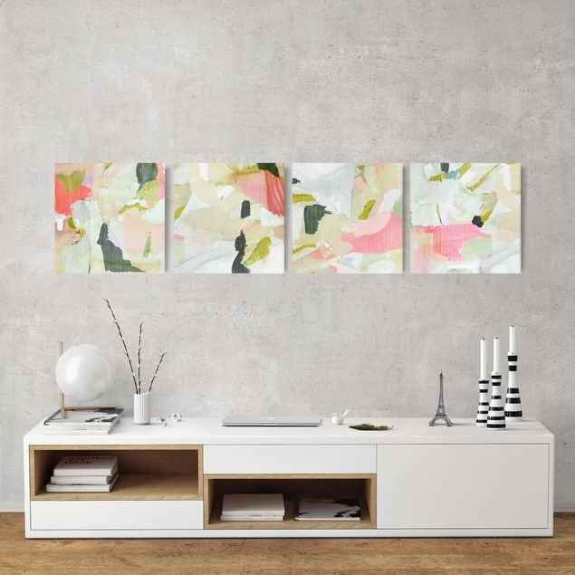 Canvas schilderijen - 4-delig Chime In Fuchsia Set II