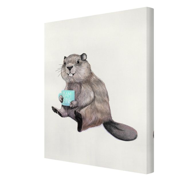 Canvas schilderijen Illustration Beaver Wit Coffee Mug