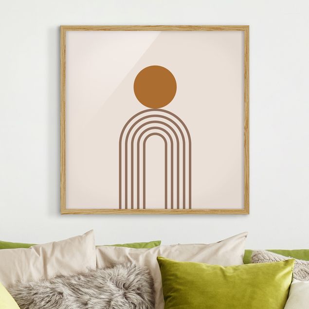 Ingelijste posters Line Art Circle And Lines Copper