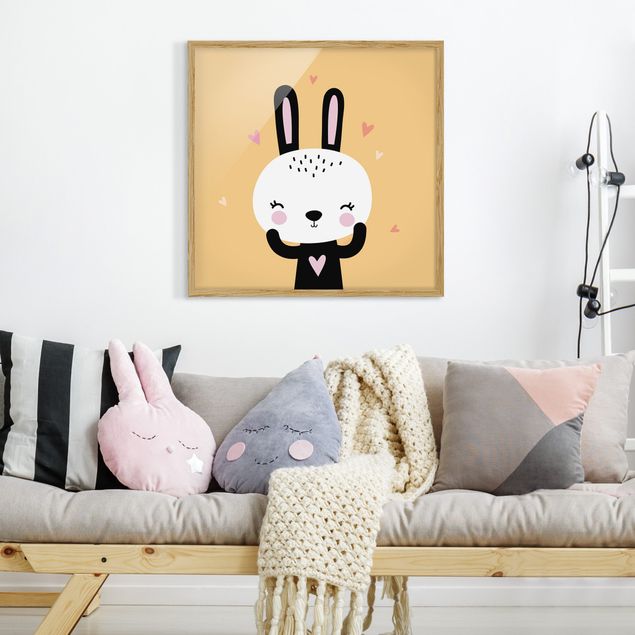 Ingelijste posters The Happiest Rabbit