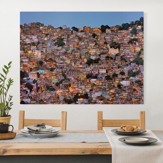 Canvas schilderijen Rio De Janeiro Favela Sunset
