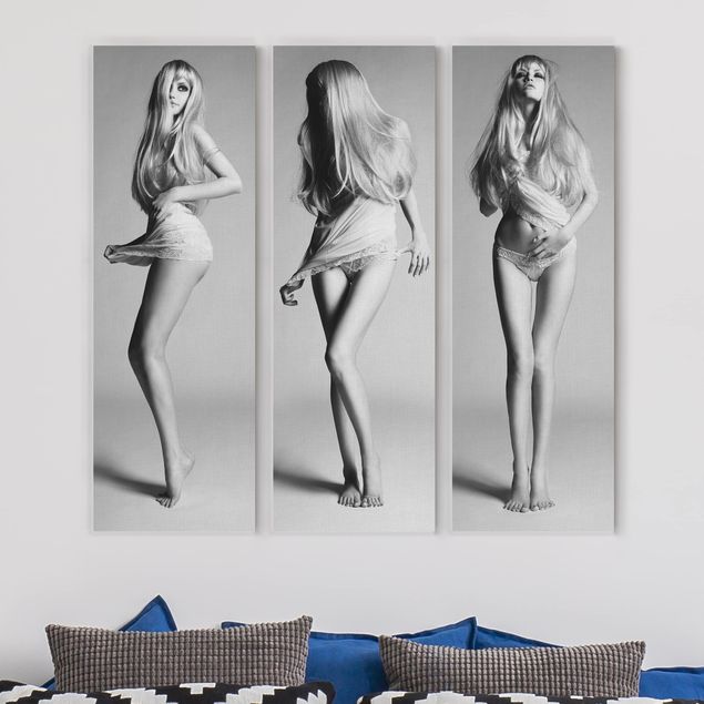 Canvas schilderijen - 3-delig Sexy Lingerie Model