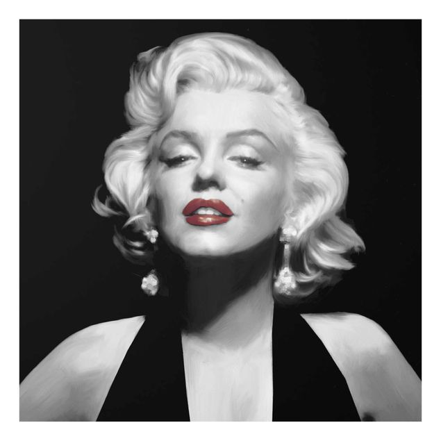 Glasschilderijen Marilyn With Red Lips