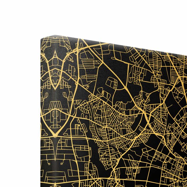 Canvas schilderijen - Goud Copenhagen City Map - Classic Black