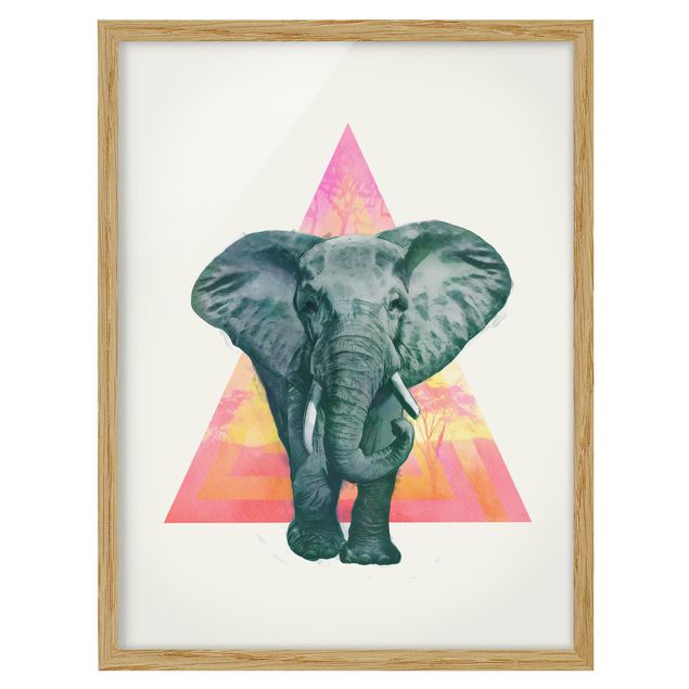Ingelijste posters Illustration Elephant Front Triangle Painting