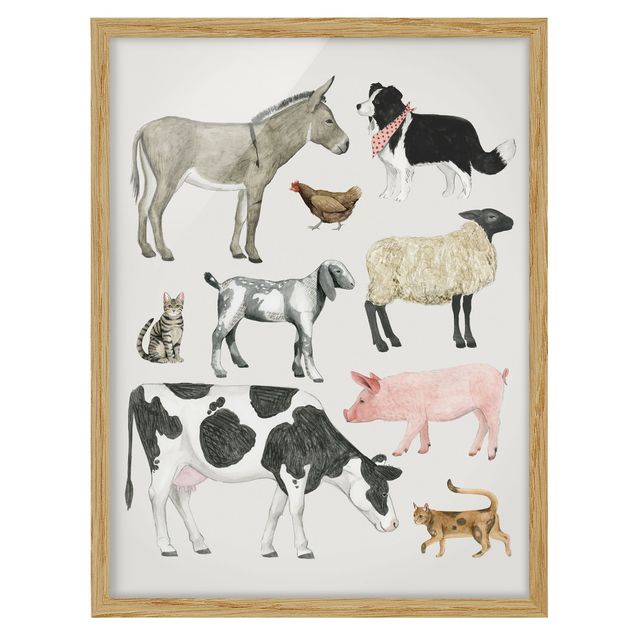 Ingelijste posters Farm Animal Family II