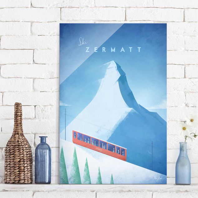 Glas Magnettafel Travel Poster - Zermatt