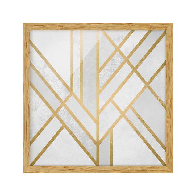Ingelijste posters Art Deco Geometry White Gold