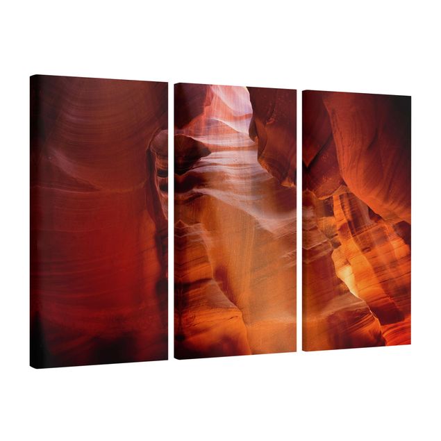 Canvas schilderijen - 3-delig Light Beam In Antelope Canyon