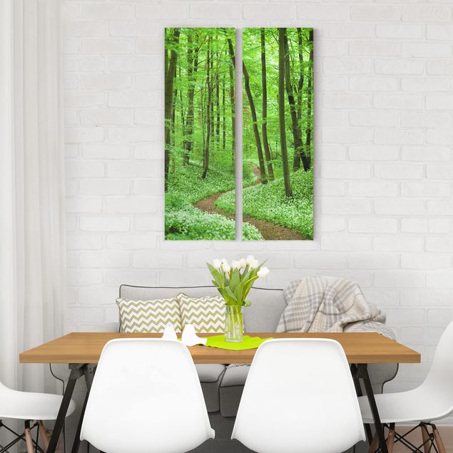 Canvas schilderijen - 2-delig  Romantic Forest Track