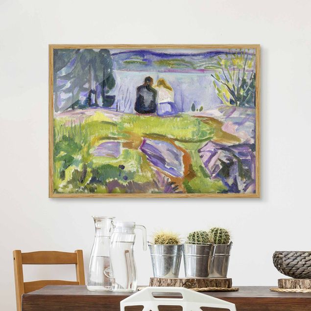 Ingelijste posters Edvard Munch - Spring (Love Couple On The Shore)