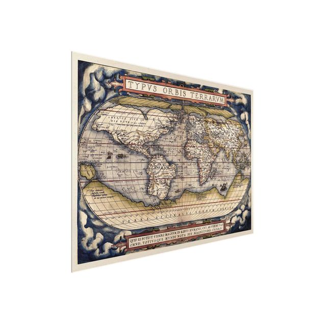 Glasschilderijen Historic World Map Typus Orbis Terrarum