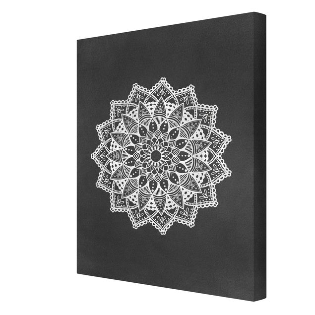 Canvas schilderijen Mandala Illustration Ornament White Black