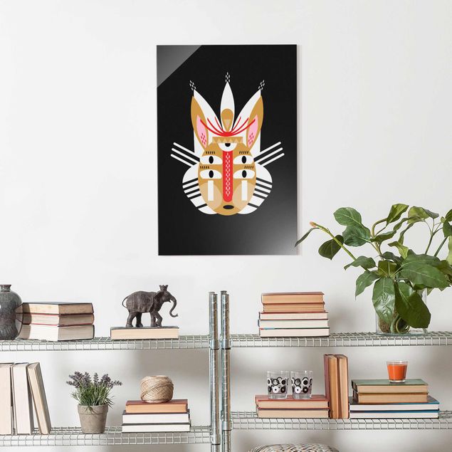Glasschilderijen Collage Ethno Mask - Rabbit