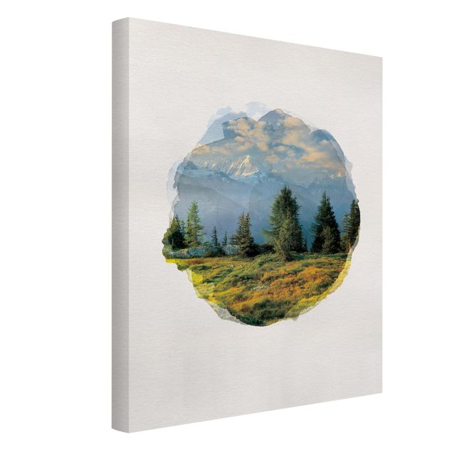 Canvas schilderijen WaterColours - Emosson Wallis Switzerland