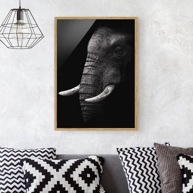 Ingelijste posters Dark Elephant Portrait