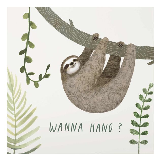 Glasschilderijen Sloth Sayings - Hang