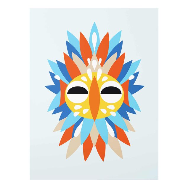 Glasschilderijen Collage Ethnic Mask - Parrot