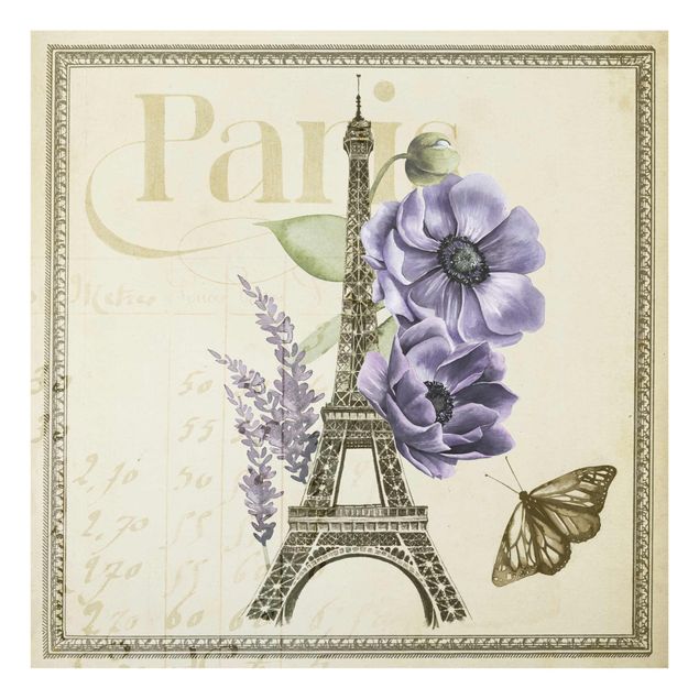 Glasschilderijen Paris Collage Eiffel Tower